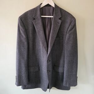 Lauren Ralph Lauren 48R Old Money Modern Preppy Classic Grey Tweed Wool Blazer